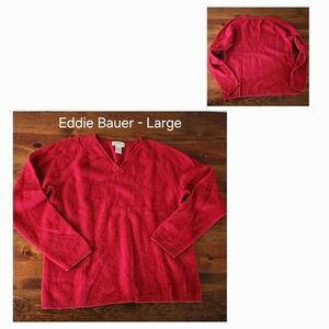 Eddie Bauer Women's V-Neck Sweater in Rich Red